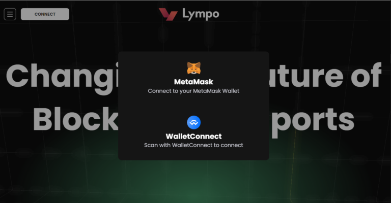 Screenshot della Dapp di Lympo.io - 2023